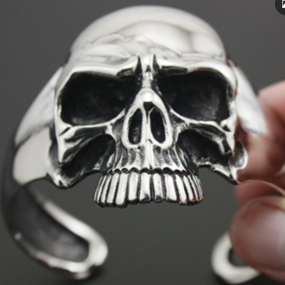 New Unisex Biker's Skull Stainless Steel Bracelet - Picture 4 of 4